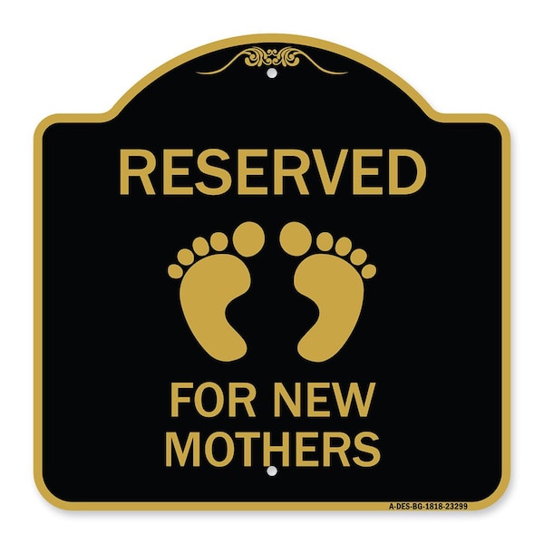 Signmission Pink Reserved Parking for New Mothers, Black & Gold Aluminum Sign, 18" x 18", BG-1818-23299 A-DES-BG-1818-23299 - main